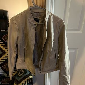 Size medium - cream colored faux leather jacket . Worn twice.